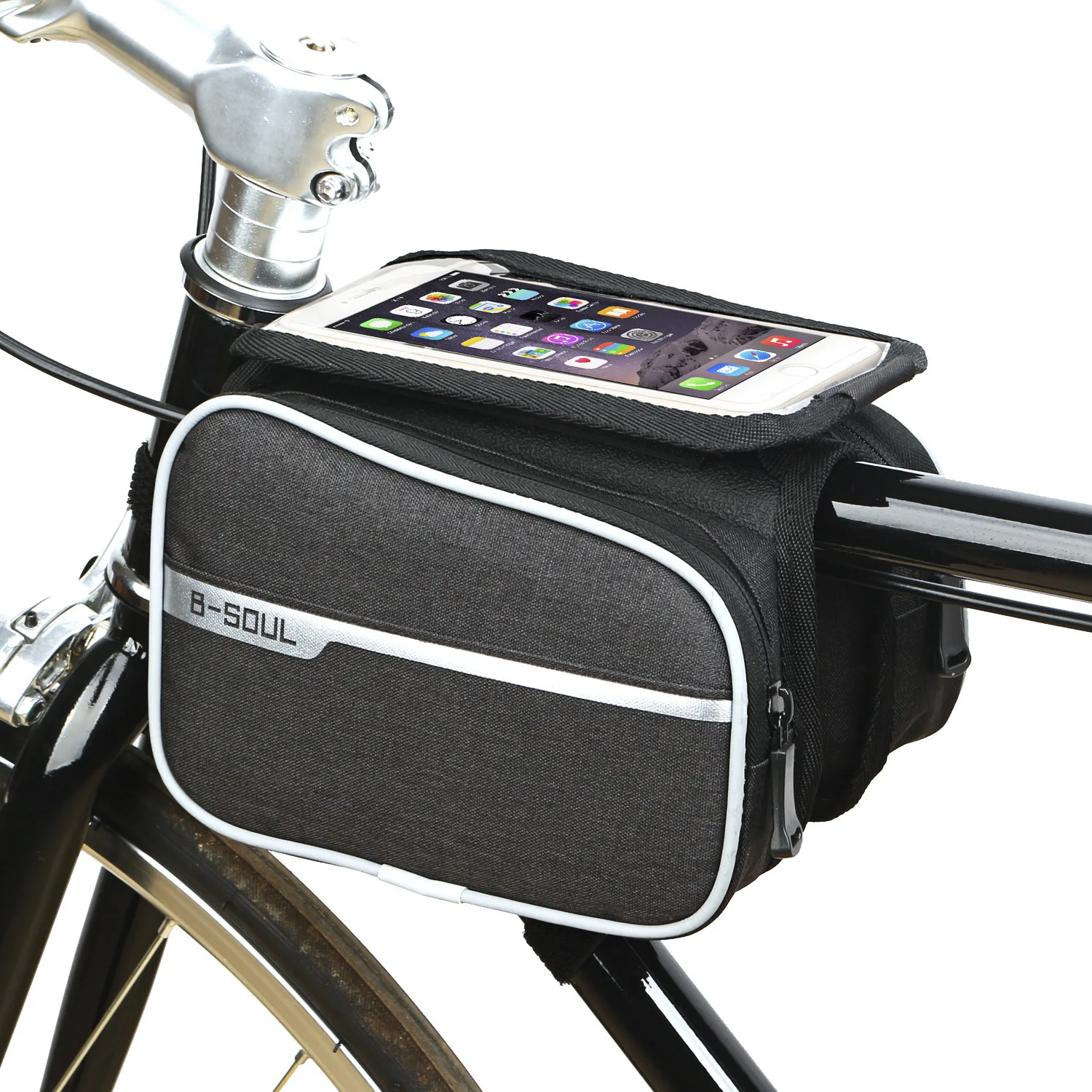 

B-Soul Bicycle Bag Front Beam Bag Mountain Bike Bag Touch Screen Mobile Phone Bag Upper Tube Bag Riding Equipment Accessories