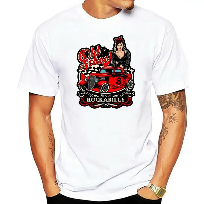 

Cotton Printed Man Fashion T Shirt Old School Rockabilly Hot Rod Garage Custom Car T-Shirt S-Xxlhip Hop Tops
