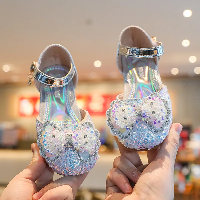 Toddlers Girls Shoes Princess Child Kids Shoes Girl Sandals Party Wedding Soft Sole Delicate Bow-knot Casual Flats Sweet Cute