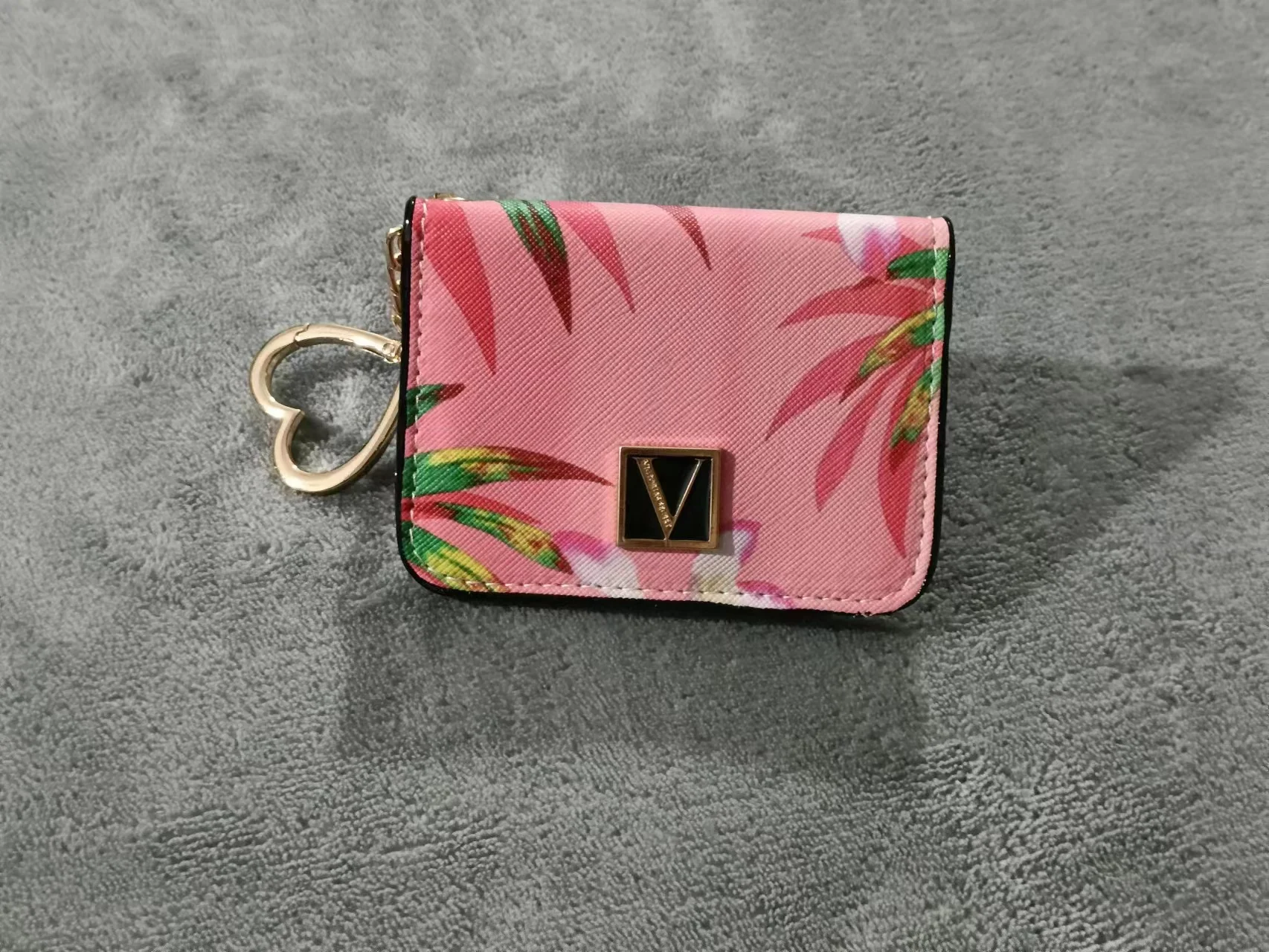 Pink Signature Card Holder Case Keychain Wallet New Coin Purse