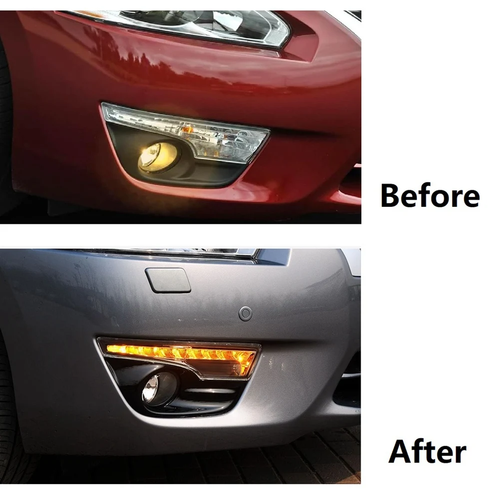Фото Светодиодные дневные ходовые огни в сборе, синие низкие для Nissan Teana Altima 2013-2015, белые DRL, янтарные указатели поворота №2