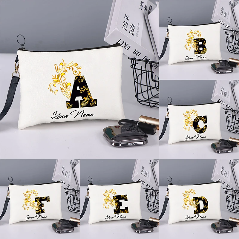 

Women Cosmetic Bag 26 Letters Customized Bridesmaid MakeUp Case Beauty Organizer Wash Pouch Wedding Party Bride Pencil Cases