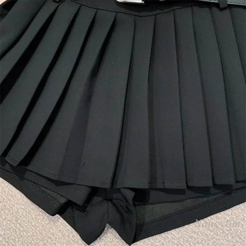 2023 Summer New Korean Style Slim-Fit Sweet Preppy Style Pleated Shorts Woman High Waist Casual All-Matching Short White Black