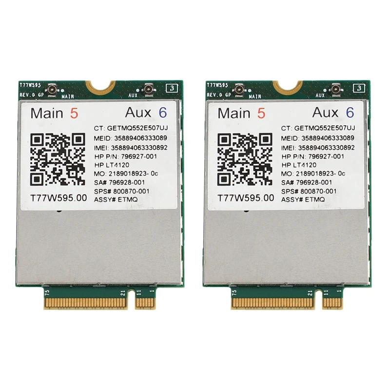 

2X Lt4120 X5 LTE T77W595 796928-001 4G WWAN M.2 150Mbps LTE Modem For HP Elite X2 840 850 G3 640 650 645 G2 Green