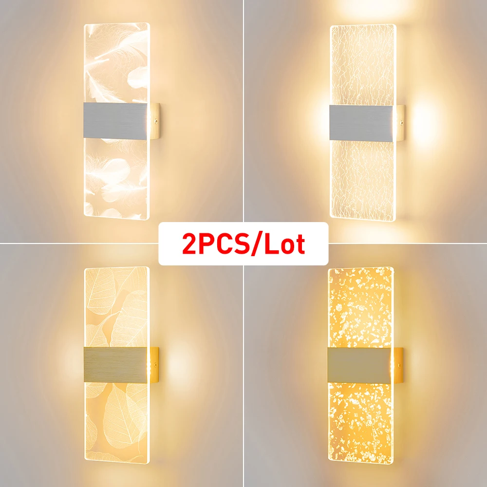 2PC/Lot Acrylic LED Wall Lamp Indoor Balcony Aisle Bedside Light 6W Modern Nordic Sconce Lamp For Bedroom Living Room AC85-265V