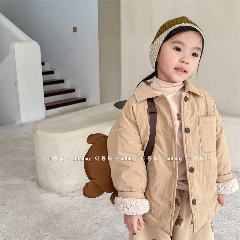 2024 осенне-зимняя детская зимняя корейская бархатная утепленная одежда с