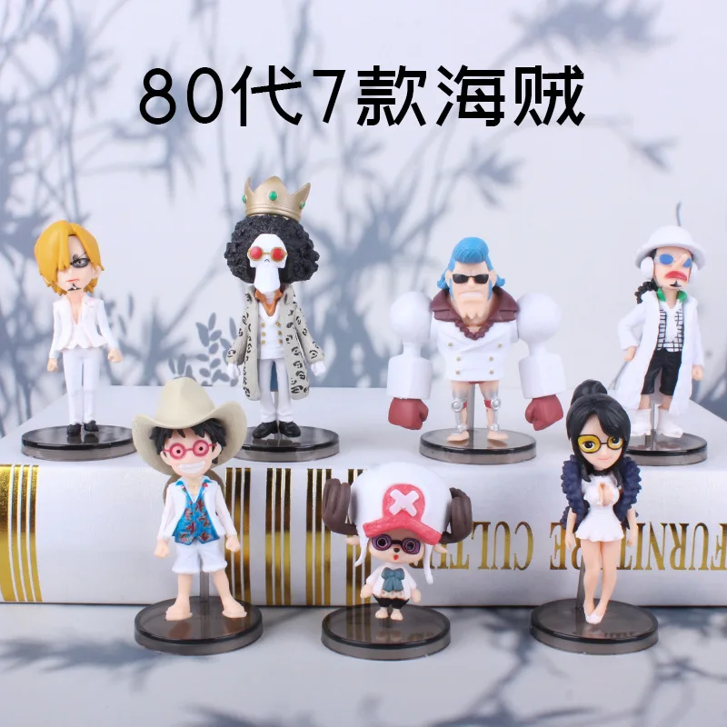 

7 шт./компл. Аниме One Piece Luffy Sanji Nami Фрэнки Брук Чоппер ПВХ экшн-фигурка модель игрушки автомобиль украшения коллекционные подарки