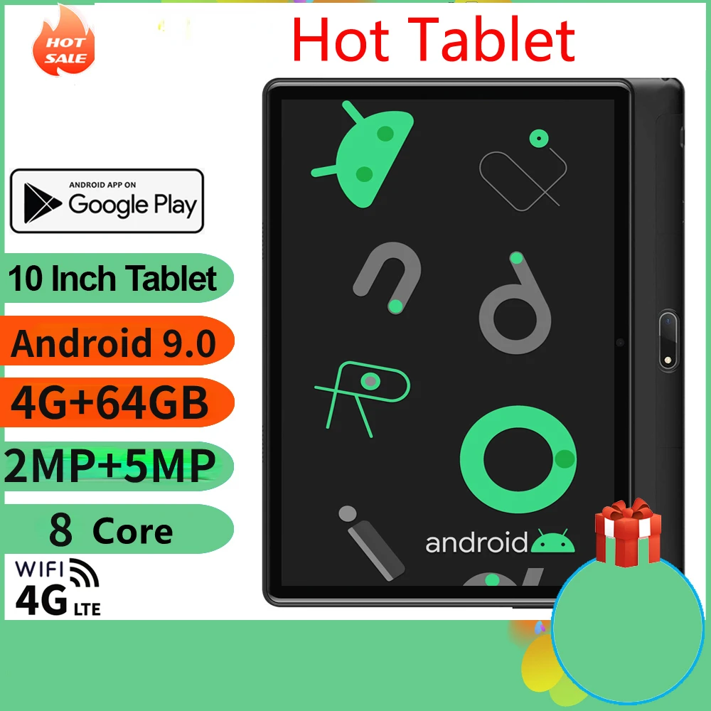 2023 New 10.1 Inch 4G+64GB Tablet 1280*800 IPS HD Screen Android 9.0 OS and Google Play Netflix Tablet Android Tablet 10.1 Inch