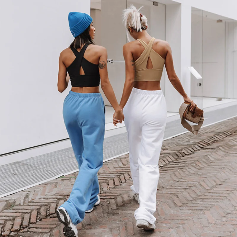 Lulu New Fitness Sport Bra Sexy Solid Color High-Intensity Open Cross Back Yoga Underwear Athletic Stretchy Workout Gym Crop Top