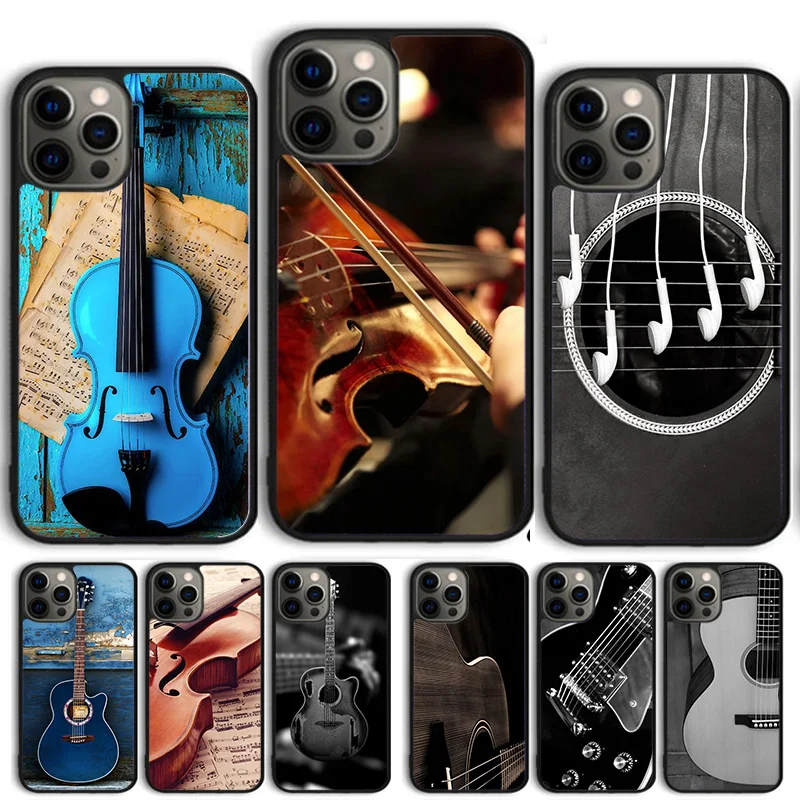 Чехол для телефона с музыкальной скрипкой и гитарой iPhone 15 16 14 13 12 Pro Max mini 11 XS X XR Plus