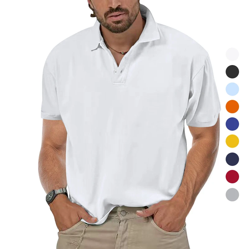 

Cross border European and men's foreign trade 2023 new casual lapel multi-color short sleeved breathable polo sh