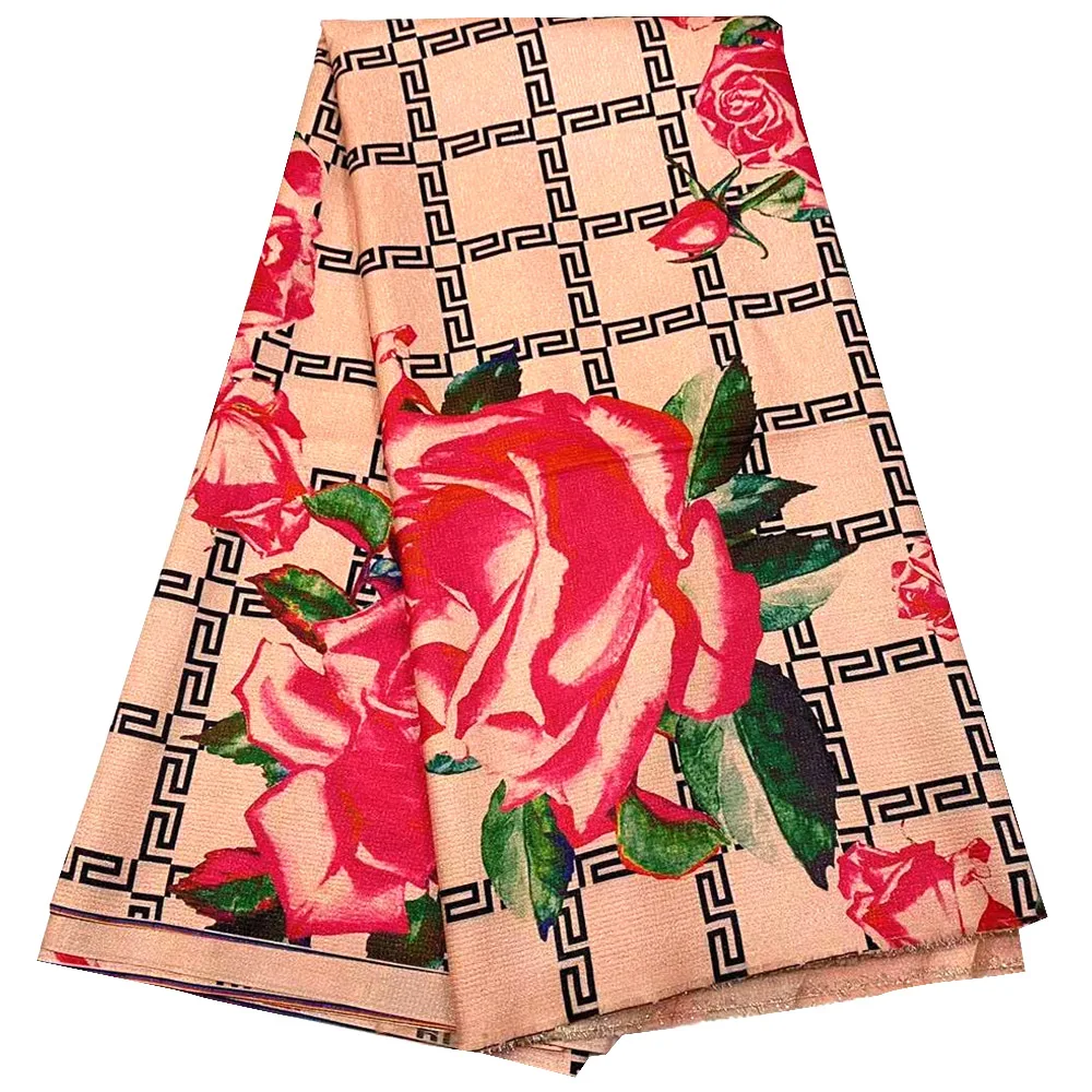 Нигерия позолоченная ткань из органзы 5 ярдов печать Африканское кружево для