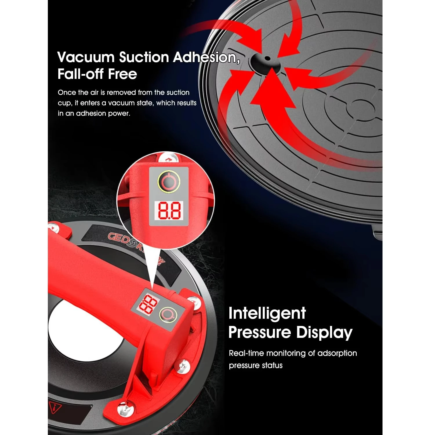 Электрический вакуумный подъемник на присоске сверхмощный захват Kethvoz 440 фунтов