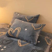 2pcs 4874cm rectangle sleeping pillow case winter warm soft flannel pillow covers home decor cartoon printed plush pillowcase