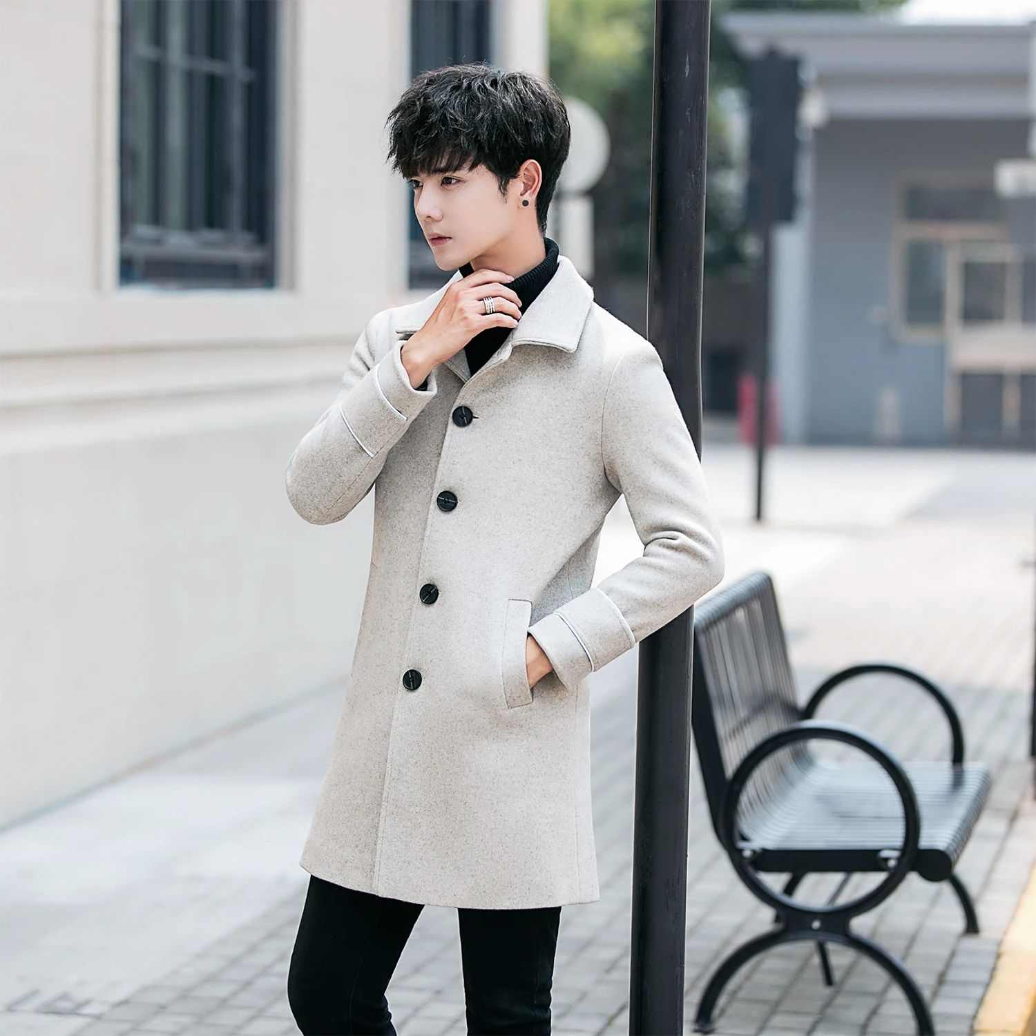 Новинка 2022 осенне-зимнее мужское шерстяное пальто модное повседневное Трендовое