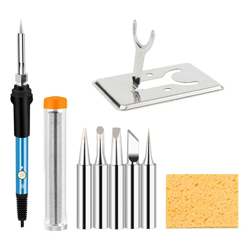 

60W Soldering Iron Kit Temperature Adjustable Bumper Soldering-Iron Solder Irons Welding Electronics Mechanical Workshop Tools