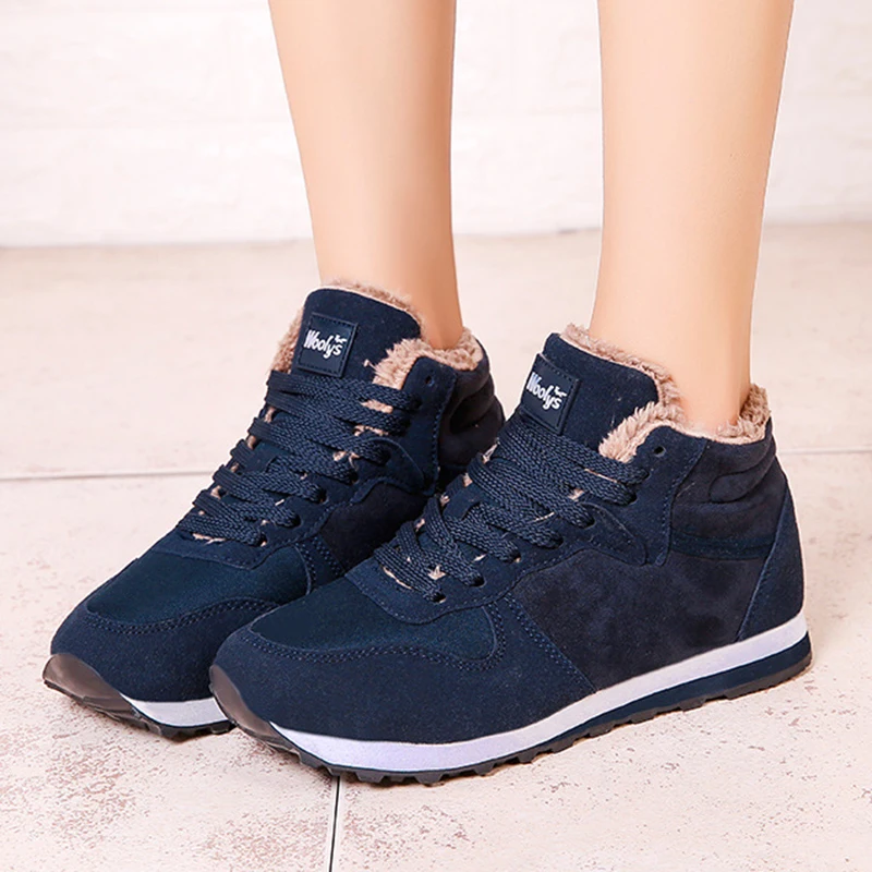 

Snow Women Boots Fur Shoes Woman Lace-Up Women's Boots Plus Size Platform Ankle Boots Punk Plush Botas Mujer Winter Boot Female