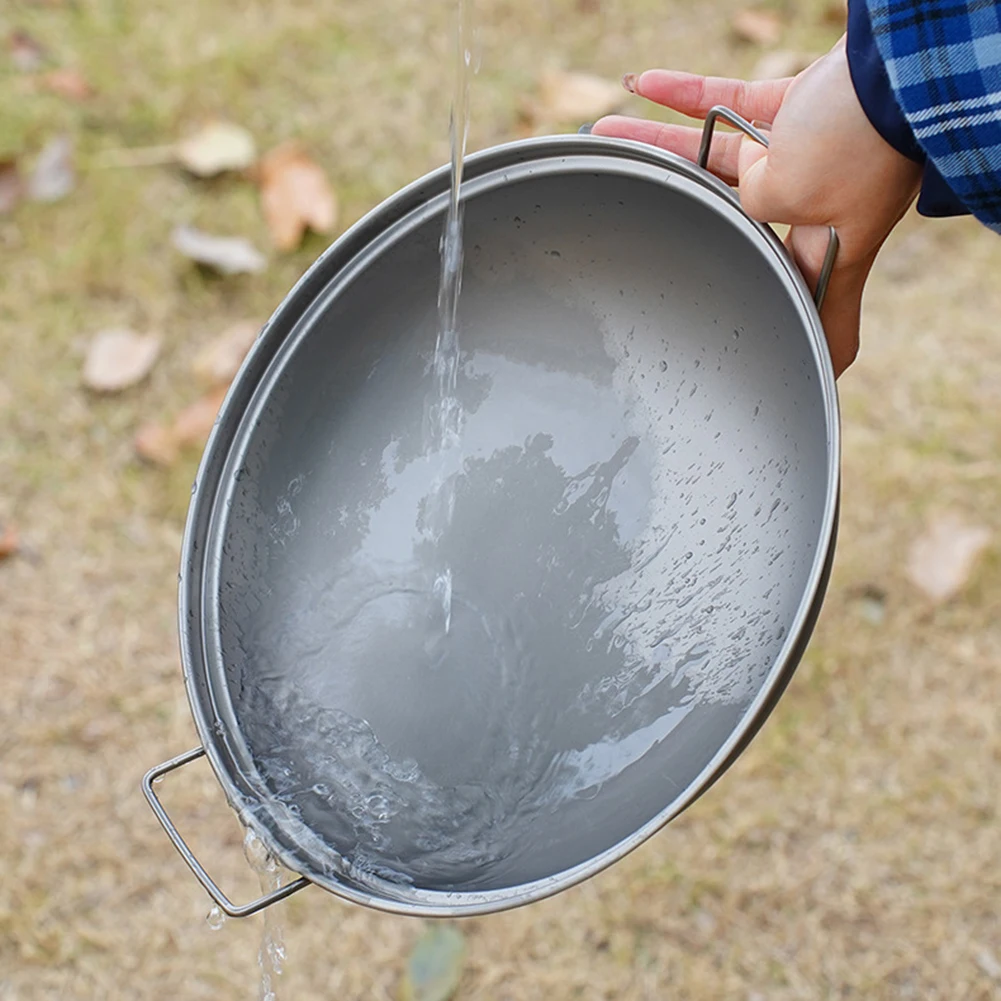 Титановая сковорода вок с крышкой индукционная плита двойной ручкой уличная для