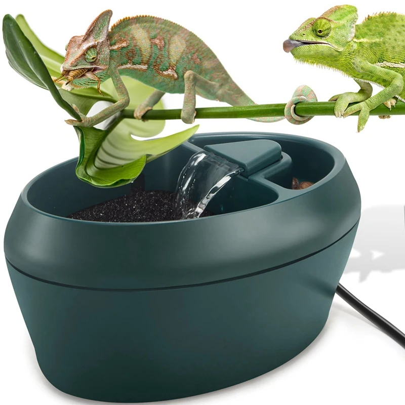 

Reptile Chameleon Cantina With Snacks Trough, Drinking Fountain Water Dripper For Amphibians Insects Lizard US Plug