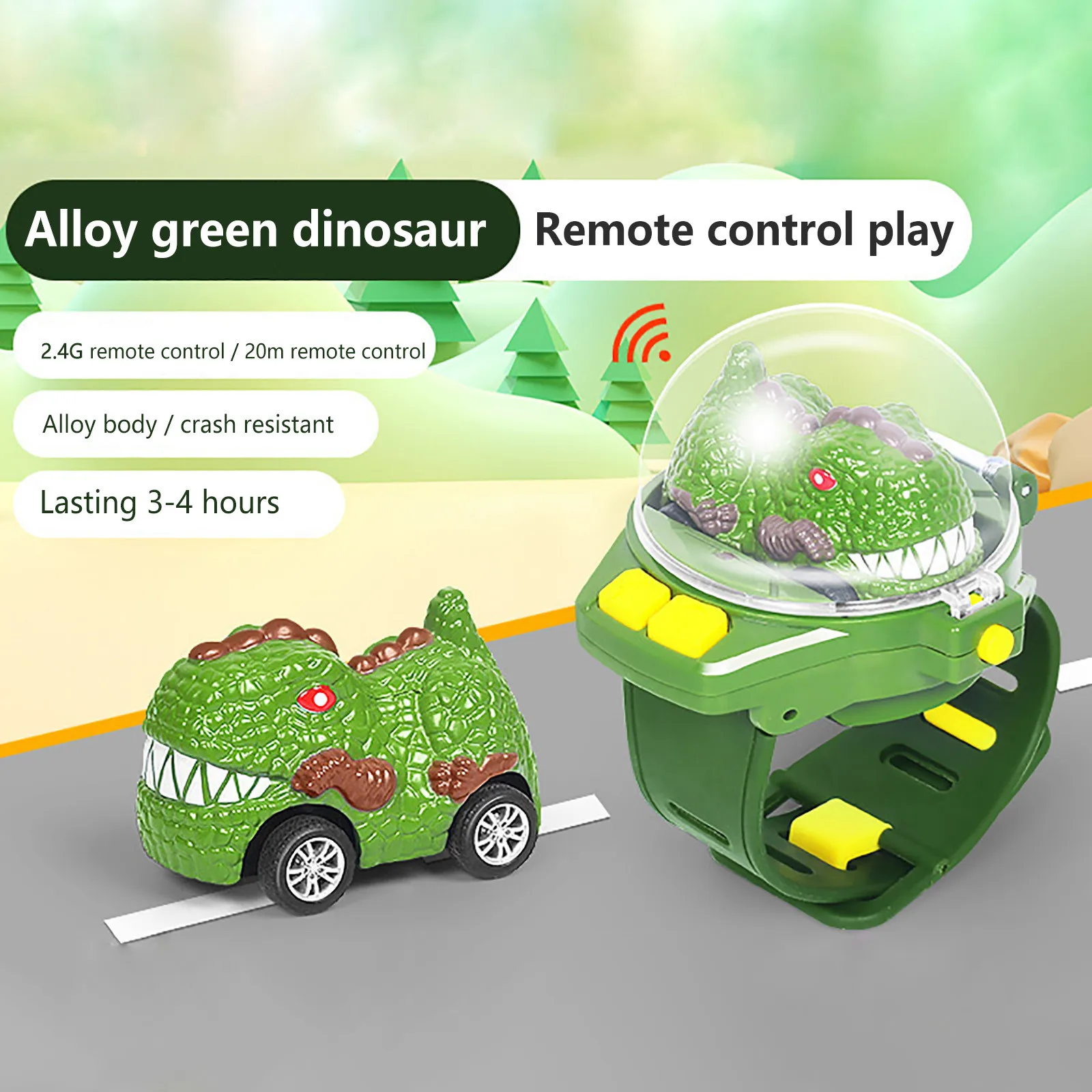 

Children's Dinosaur Toys Alloy Watch Remote Control Car Mini Small Car Watch Remote Control Car Boy Toys Game for Kids