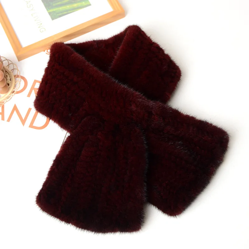 2024 женский теплый вязаный шарф из 100% натурального меха норки зимний шарфы