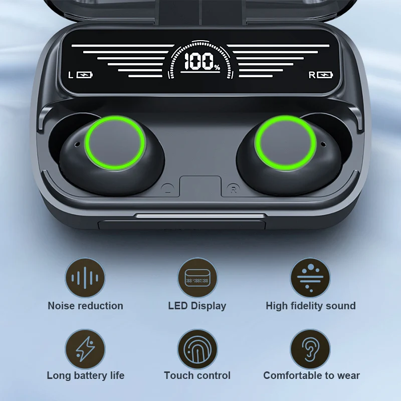 Оригинальные беспроводные наушники Bluetooth Original Wireless Earphone TWS Stereo Headset Hifi Bass Earbuds Waterproof с LED-дисплеем и сенсорным управлением.