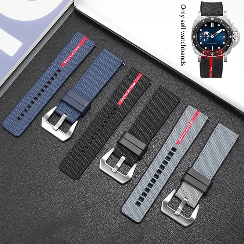 Высококачественный резиновый ремешок для Panerai Submersible PAM 1391 PAM1565 Luna Rossa, Luminor 22 мм, 24 мм, 26 мм, мужские водонепроницаемые ремешки для часов (art.: 3920dafee9baf) - 3920dafee9baf