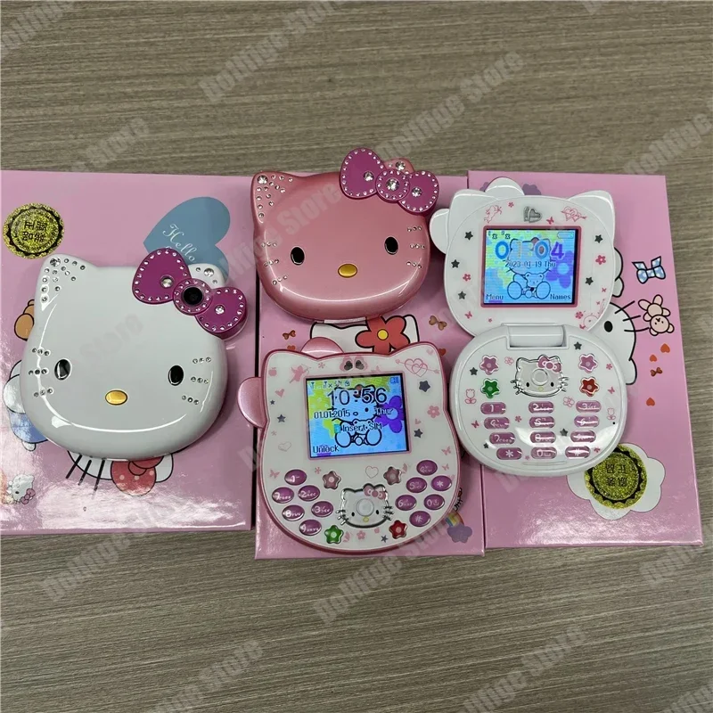 Новинка 2024 раскладной телефон San Liou Hello Kitty милый детский белый розовый