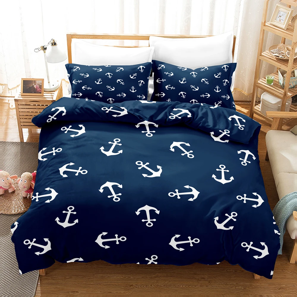 

Nautical Ocean Anchor Bedding Sets 2022 Ocean Spirit Duvet Cover Bedding Set King Queen Bed Linen With Pillowcase Bedclothes