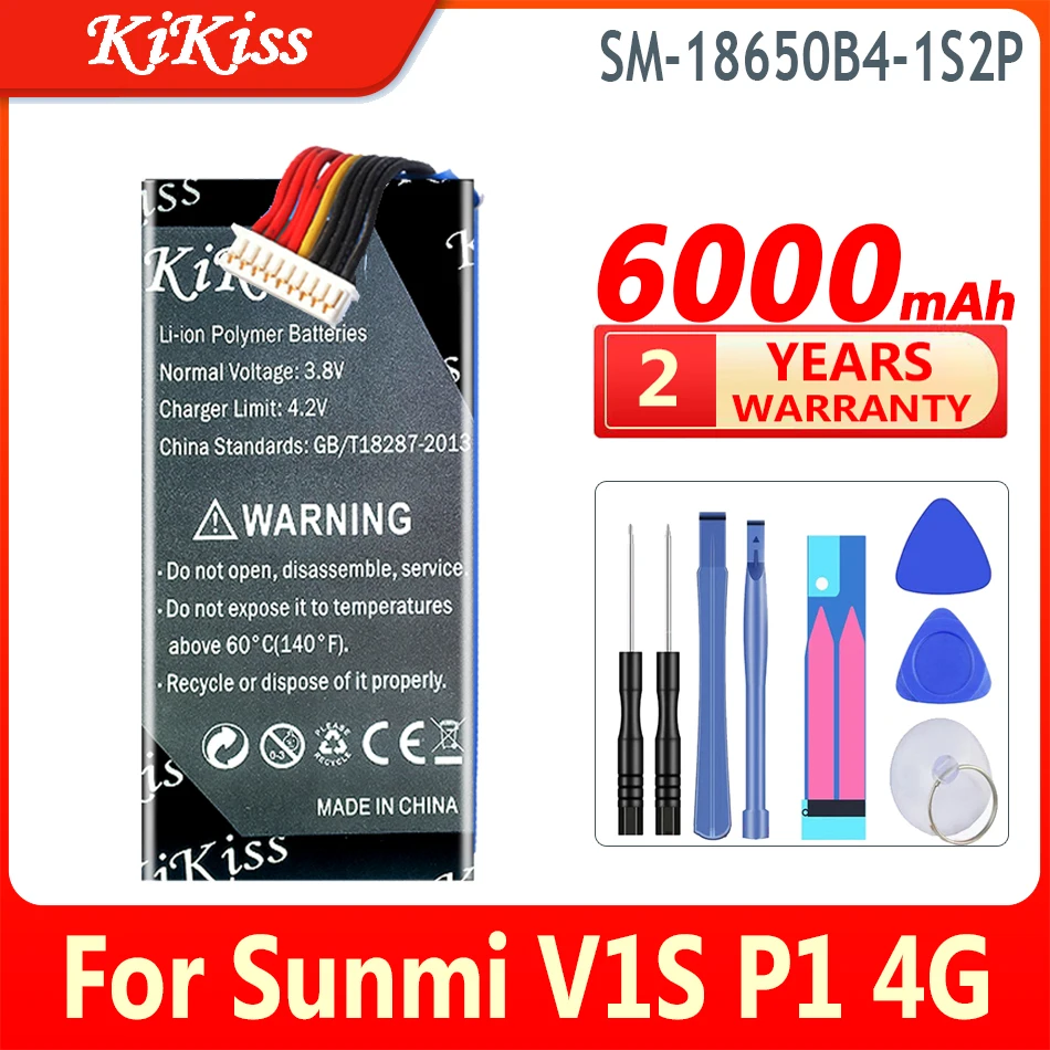 

6000mAh KiKiss New Battery SM-18650B4-1S2P (7 line) For Sunmi P1 4G WS920 W6900 POS SM-18650B4-1S2P 1INR19/66-2 V1S