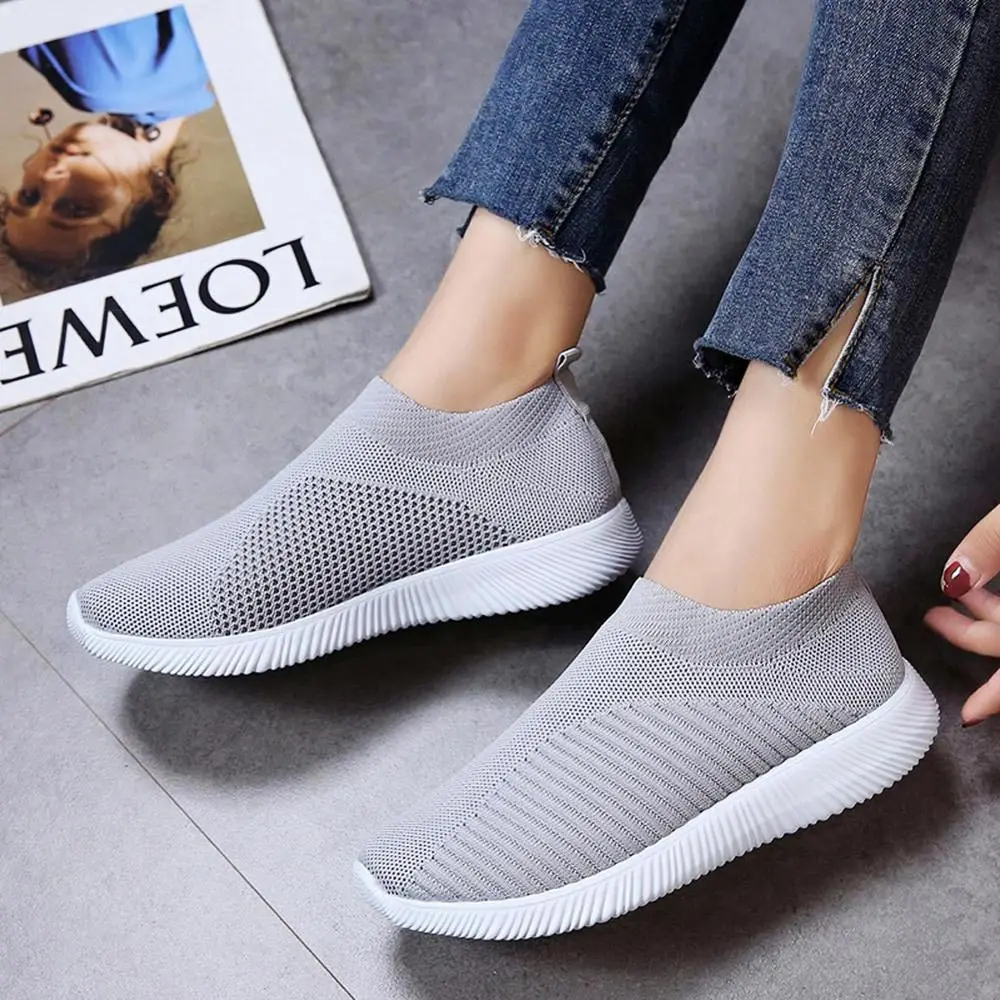 

Женские беговые кроссовки без шнуровки, спортивная обувь, женские вязаные Молодежные кроссовки, летние роскошные кроссовки с ремешком, moccin ...