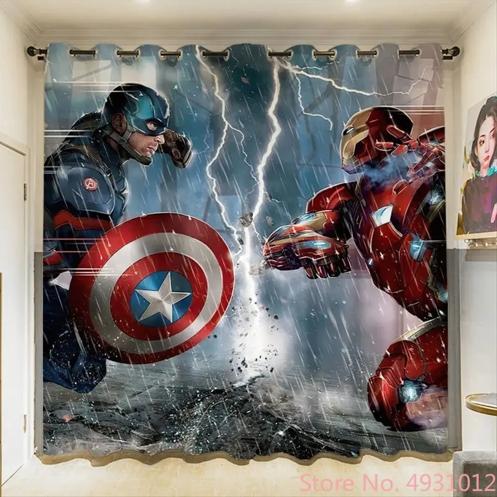 

Disney Hero Avengers Blackout Curtains for Kids Room Shading Curtain Bedroom Spiderman Captain America Iron Man Window Drapes