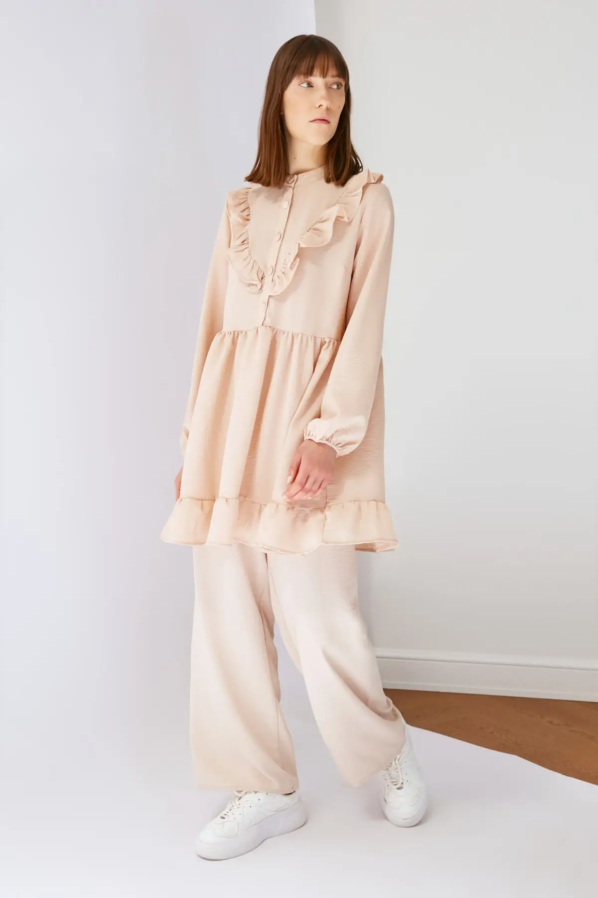 

Basic Leg Pants Beige Bol Women's Islamic Clothing Pants