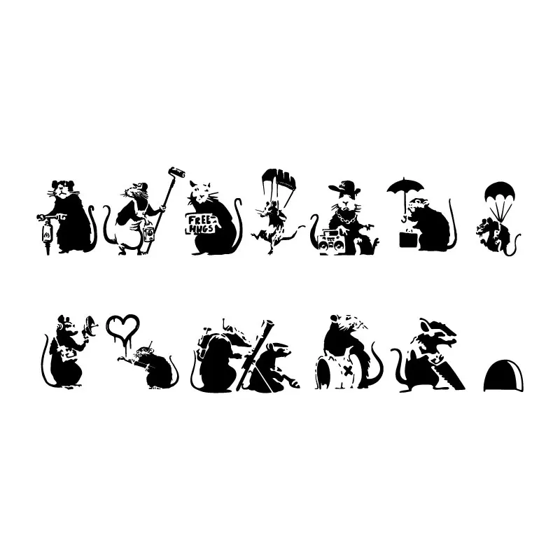 

Настенная наклейка Банкси Крыса чёрная