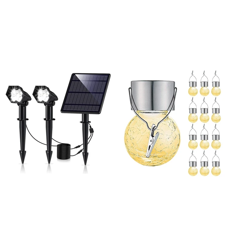 

HOT 1X Solar Pathway Lights Outdoor 10LED Solar Light B & 12Pack Outdoor Hanging Solar Lights LED Solar