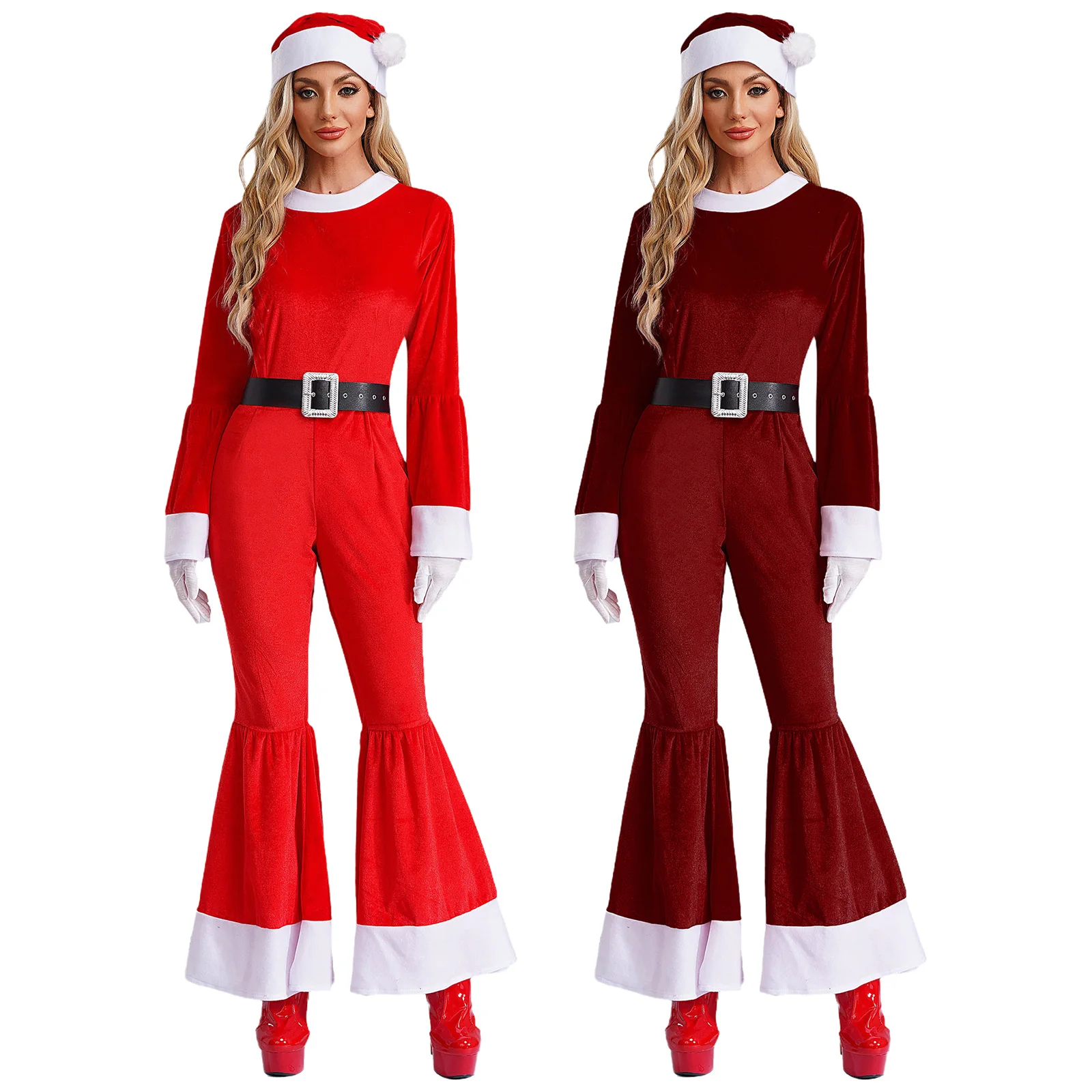 Рождественская униформа для косплея Мисс Санта-Клауса женский цельный длинный