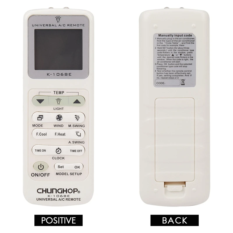 

CHUNGHOP K-1068E 1000 в 1 универсальный пульт дистанционного управления для контроллера кондиционера с функцией управления освещением