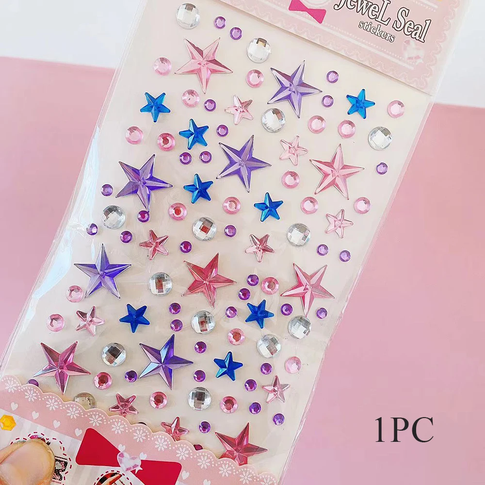 

1 Sheet Five-pointed Star Diamond Sticker Multicolored Rhinestones Sticker Art Decoration DIY Stickers For Music Festival Party