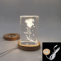 wooden led light rotating wood light base lamp holder lamp base display stand remote control art ornament new rechargeable