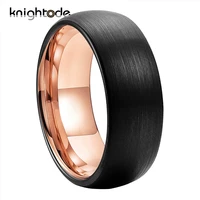 8mm 2 color tungsten carbide wedding band for couple fashion engagement rings black dome brushed finished comfort fit