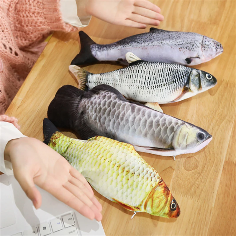 

Moving Fish Catnip Interactive Cat ToysPlush Fish Stuffed Pillow Toy Kitten Fish Flop Cat Wagging Fish Chew Bite Toy Catnip