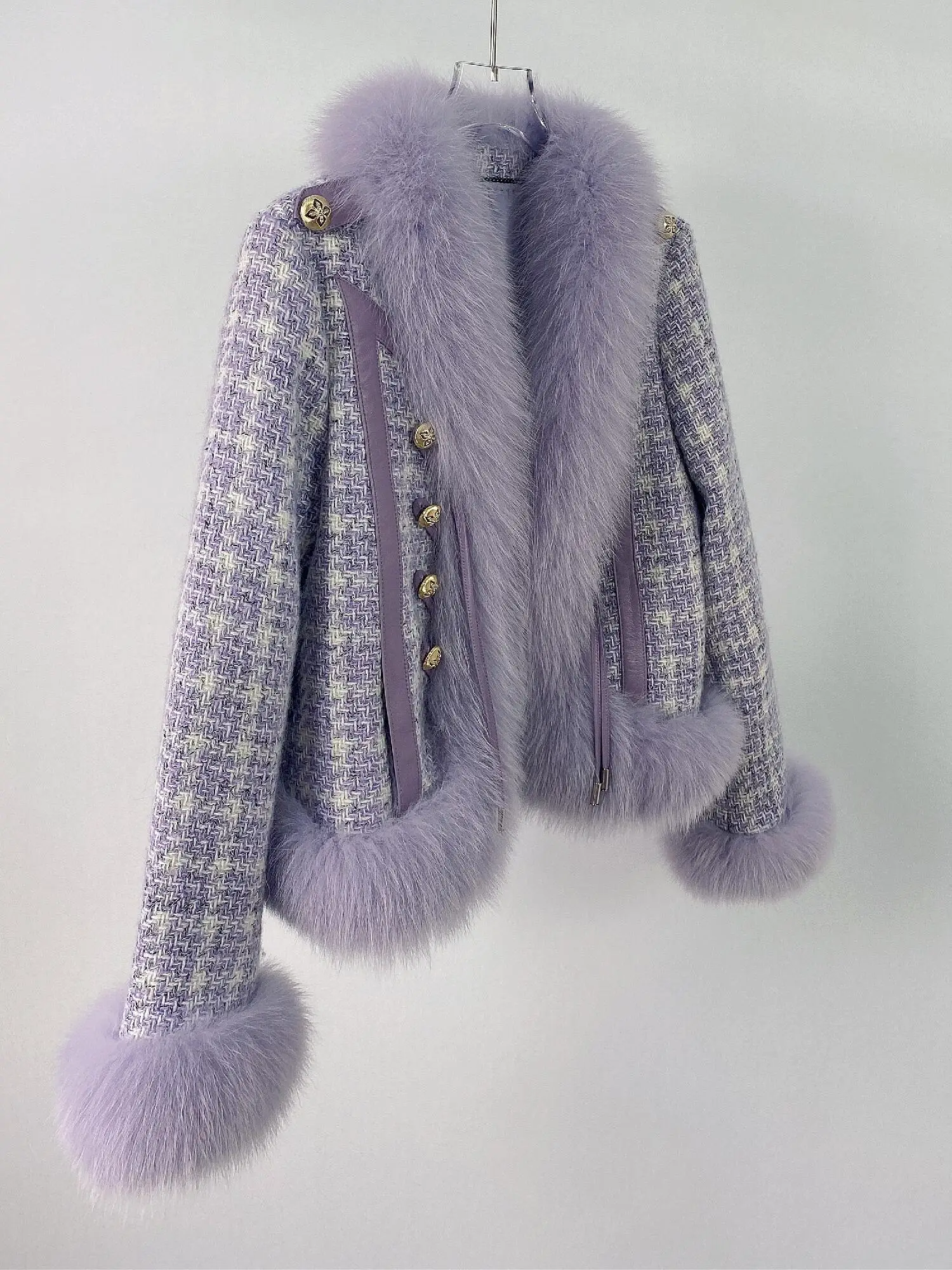 Woolen Imported Whole Leather Fox Fur Coat Female 2022 Autumn and Winter New Long Sleeve Double-faced Fur Jacket Woman Young