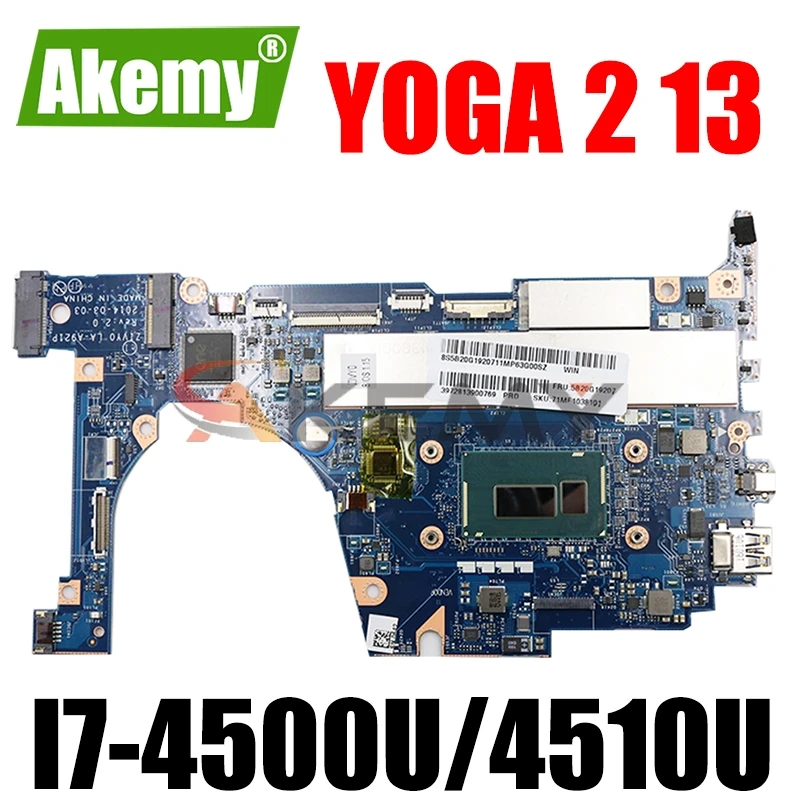 

ZIVY0 LA-A921P FOR Lenovo YOGA 2 13 Laptop Motherboard FRU:90005926 With SR16Z SR1EB I7-4500U/4510U 4GB RAM 100% fully Tested