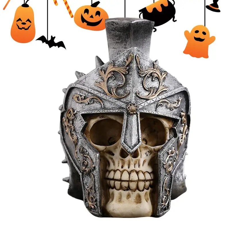 

Skull Decor For Home Wrapped In Armors Halloween Prank Props Table Decorations Figurine Statue Hand Carved Skull For Home Table