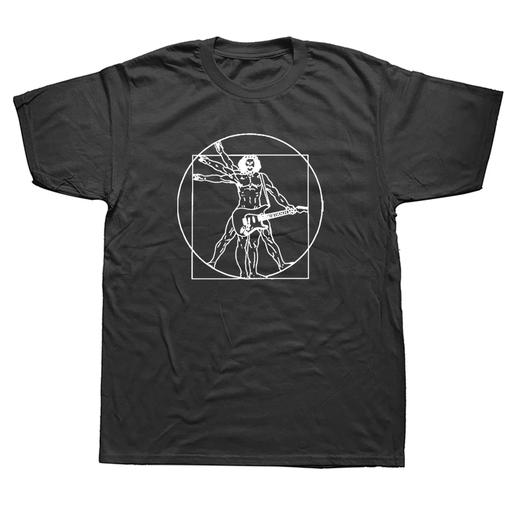 

Funny Da Vinci Guitar T Shirts Graphic Streetwear Short Sleeve Vitruvian Rock Band Vintage Birthday Gifts Summer Style T-shirt