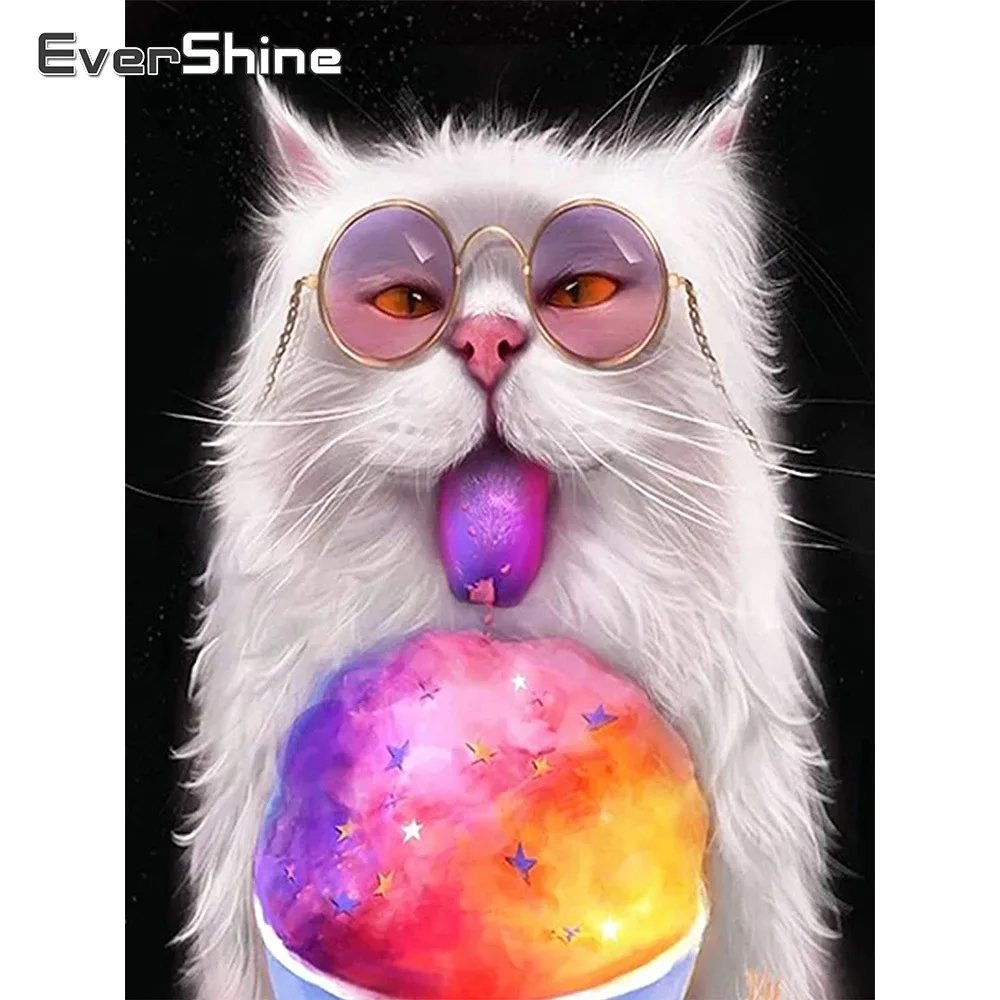 

Алмазная живопись EverShine с кошкой, Набор для вышивки крестиком, мозаика с изображением животных стразы, вышивка, Новое поступление, Декор для ...