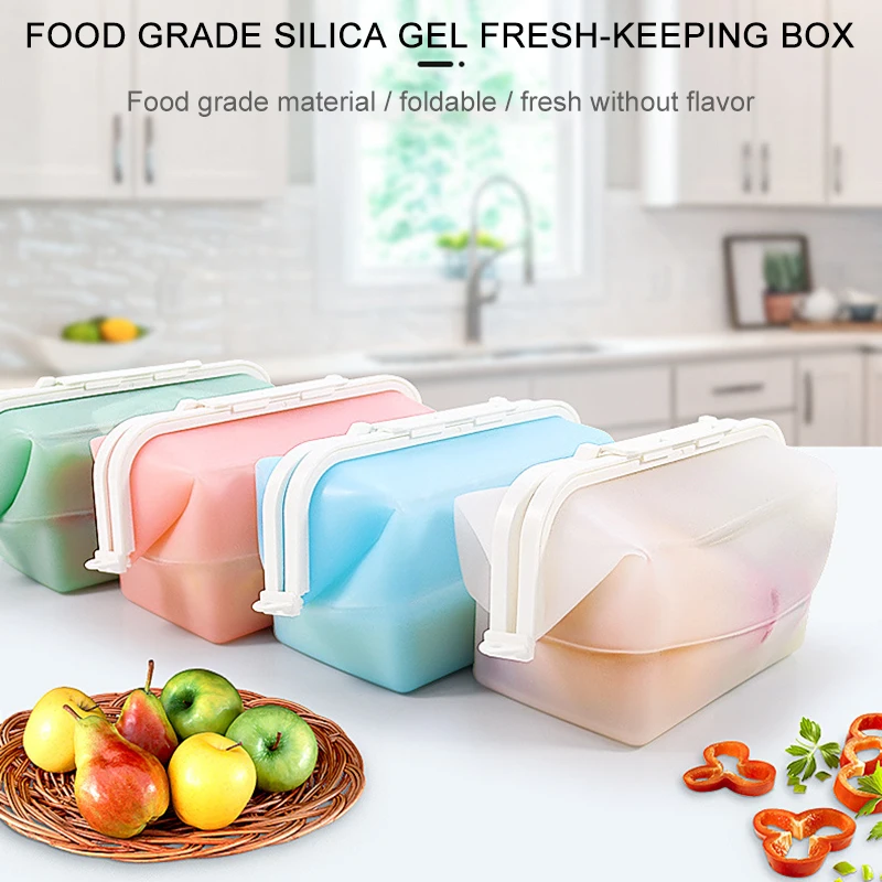 

Newest Food Grade Silicone Food Storage Bag Reusable Folding Fresh-Keeping Lunch Bento Food Silicone Food Storage Bag
