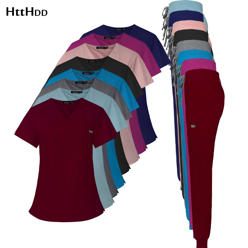 

Medical scrubs women Beauty Salon Uniform Elastic Breathable Nurse Accessories Lab Overalls Scrub suit Hospital Scientist set