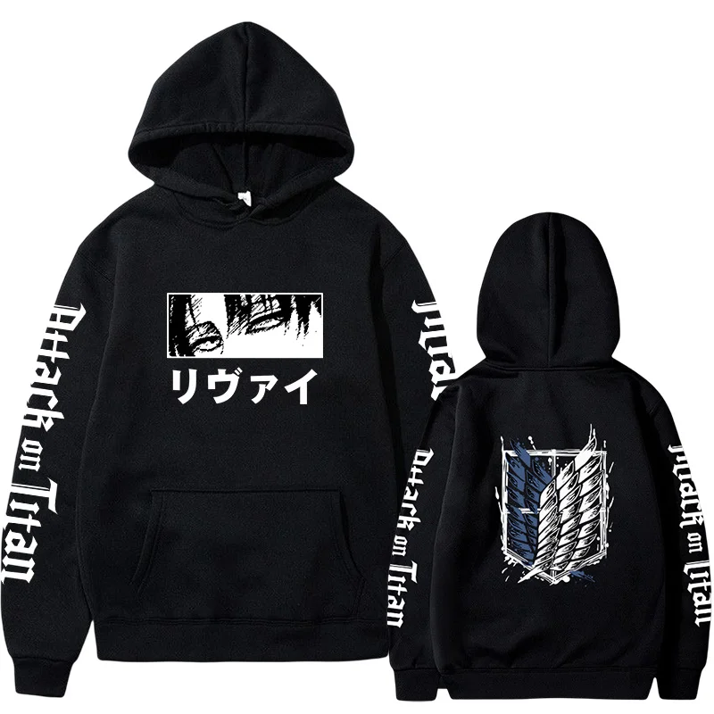 

2023 Newest Anime Hoodies Attack on Titan Couple Clothing Harajuku Pullovers Sweatshirts Levi Ackerman Tops Casual Streetwear