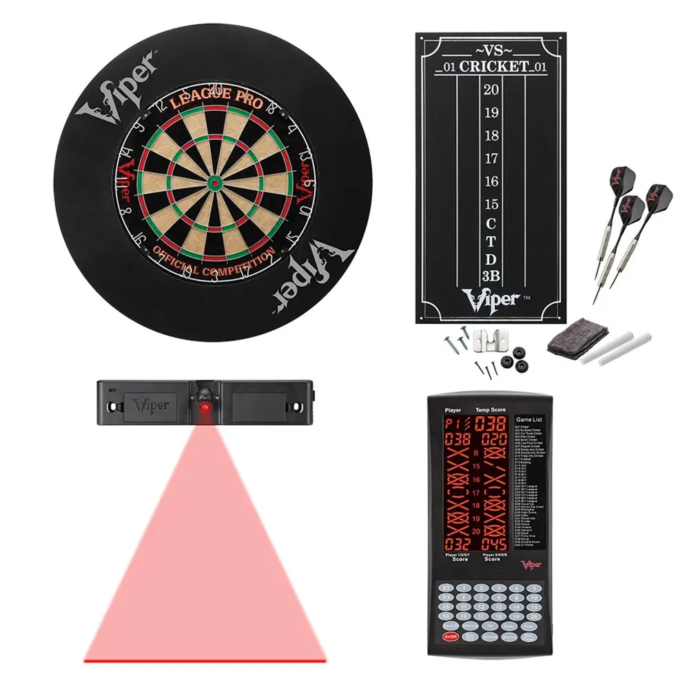 

League Sisal Dartboard, ProScore, Throw Line Light, and Wall Defender